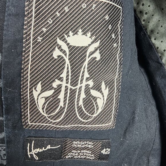 Haus Of Howe Black Patterned Blazer  99% Cotton 1% Spandex  42R - Picture 4 of 16